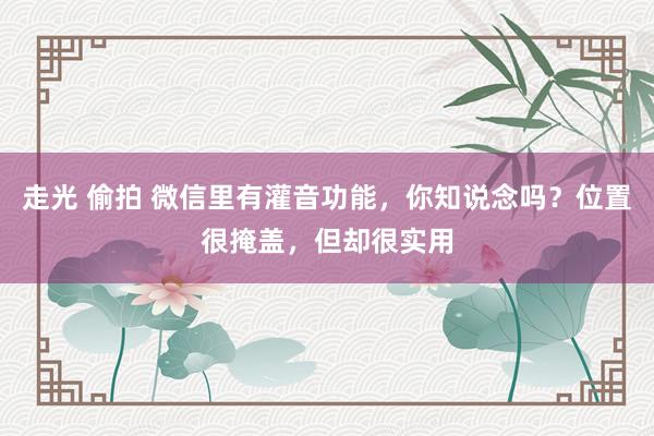 走光 偷拍 微信里有灌音功能，你知说念吗？位置很掩盖，但却很实用